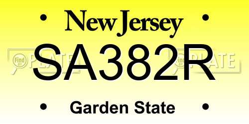 SA382R New Jersey License Plate