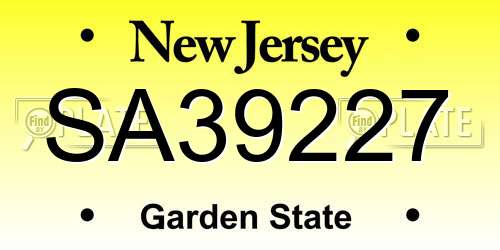 SA39227 New Jersey License Plate