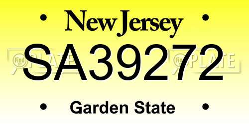 SA39272 New Jersey License Plate