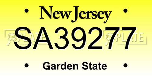 SA39277 New Jersey License Plate