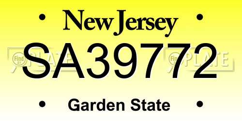 SA39772 New Jersey License Plate