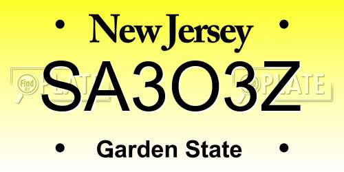 SA3O3Z New Jersey License Plate
