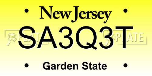 SA3Q3T New Jersey License Plate