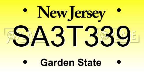 SA3T339 New Jersey License Plate
