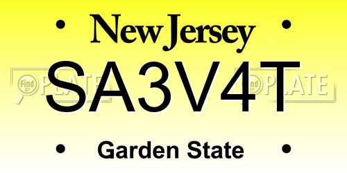 SA3V4T New Jersey License Plate