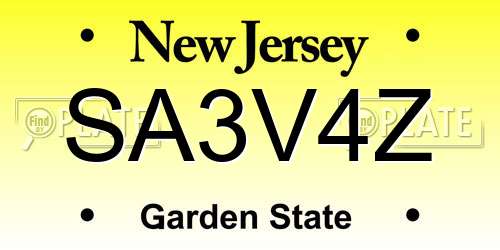 SA3V4Z New Jersey License Plate