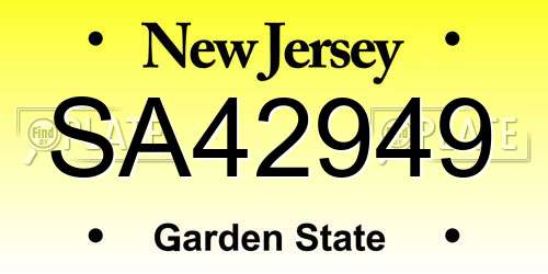 SA42949 New Jersey License Plate