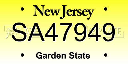 SA47949 New Jersey License Plate