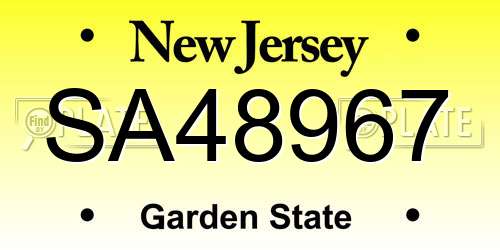 SA48967 New Jersey License Plate
