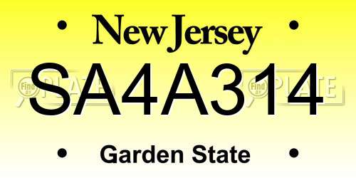SA4A314 New Jersey License Plate