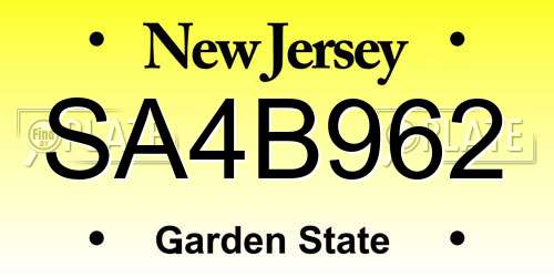 SA4B962 New Jersey License Plate