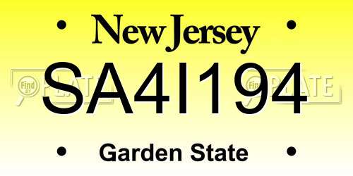 SA4I194 New Jersey License Plate
