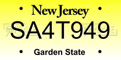 SA4T949 New Jersey License Plate