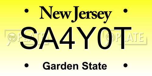 SA4Y0T New Jersey License Plate