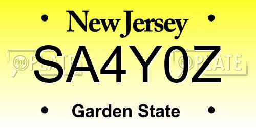 SA4Y0Z New Jersey License Plate