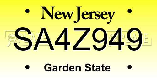 SA4Z949 New Jersey License Plate