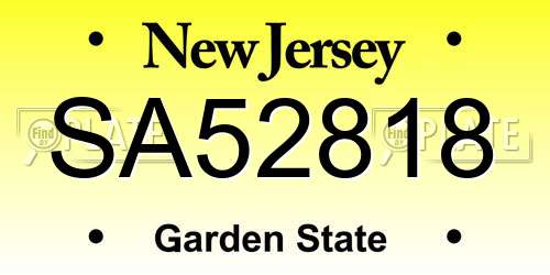 SA52818 New Jersey License Plate