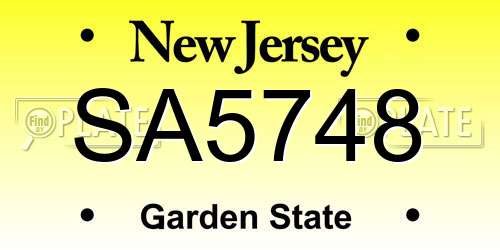 SA5748 New Jersey License Plate