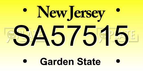 SA57515 New Jersey License Plate