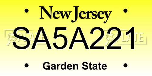 SA5A221 New Jersey License Plate