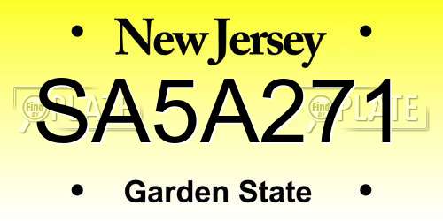 SA5A271 New Jersey License Plate