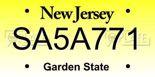 SA5A771 New Jersey License Plate