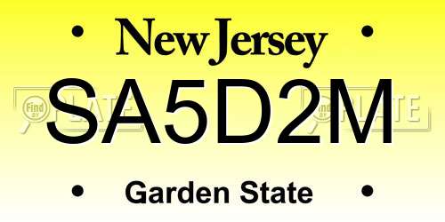 SA5D2M New Jersey License Plate