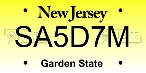 SA5D7M New Jersey License Plate