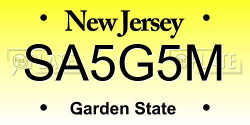 SA5G5M New Jersey License Plate