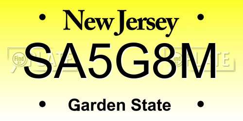 SA5G8M New Jersey License Plate