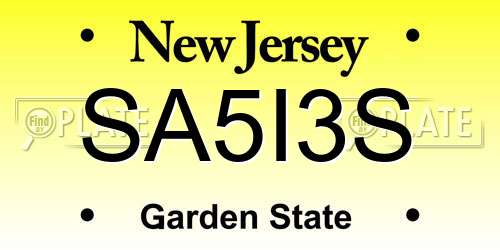 SA5I3S New Jersey License Plate