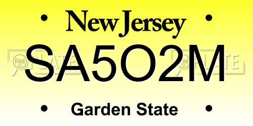 SA5O2M New Jersey License Plate