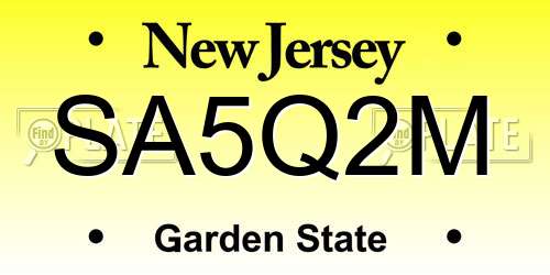 SA5Q2M New Jersey License Plate
