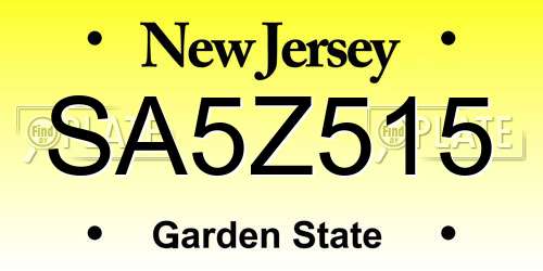 SA5Z515 New Jersey License Plate