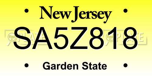 SA5Z818 New Jersey License Plate