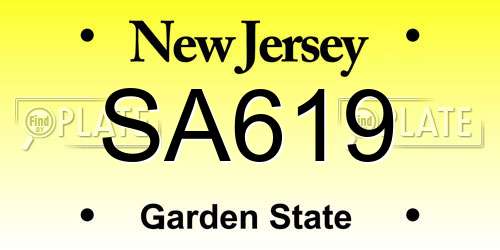 SA619 New Jersey License Plate