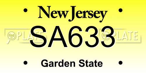 SA633 New Jersey License Plate