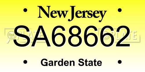 SA68662 New Jersey License Plate