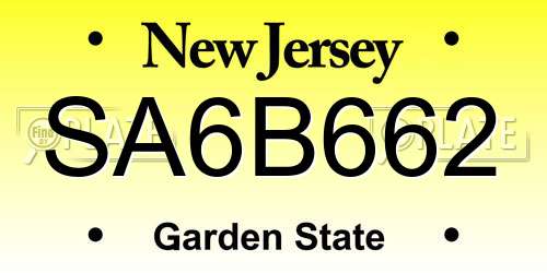 SA6B662 New Jersey License Plate