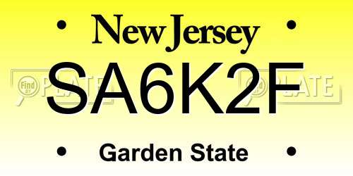 SA6K2F New Jersey License Plate