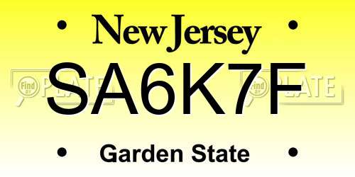 SA6K7F New Jersey License Plate