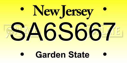 SA6S667 New Jersey License Plate
