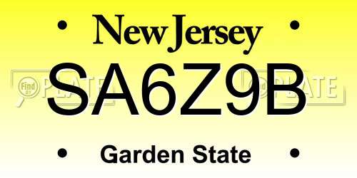SA6Z9B New Jersey License Plate