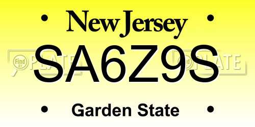 SA6Z9S New Jersey License Plate