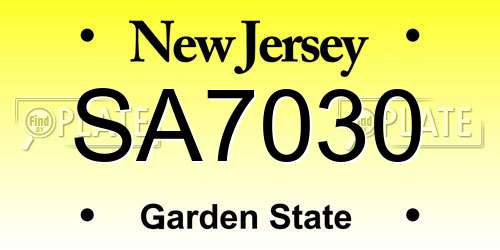 SA7030 New Jersey License Plate