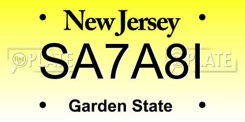 SA7A8I New Jersey License Plate