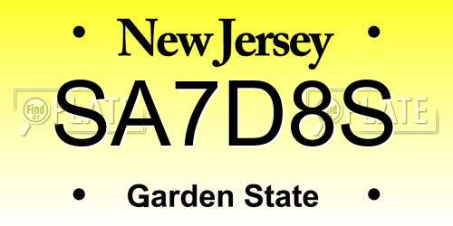 SA7D8S New Jersey License Plate
