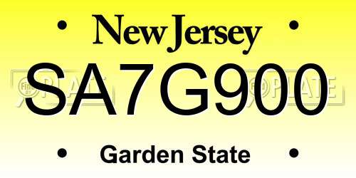 SA7G900 New Jersey License Plate