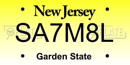 SA7M8L New Jersey License Plate