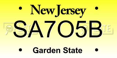 SA7O5B New Jersey License Plate